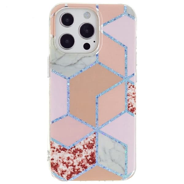 Marmormotiv iPhone 15 Pro skal - Elektropläterad Rosa Romb Rosa