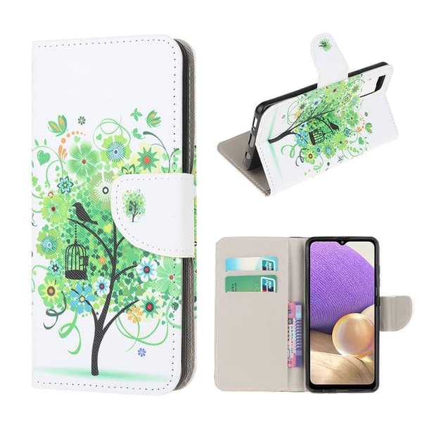wonderland Samsung Galaxy A32 5G flip etui - grønt træ Green