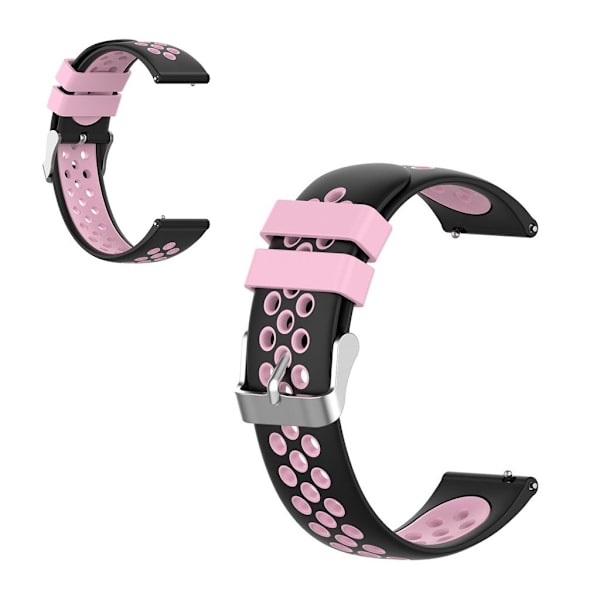 22mm Universal dual color + loop silikone urrem - Lyserød / Sort Pink