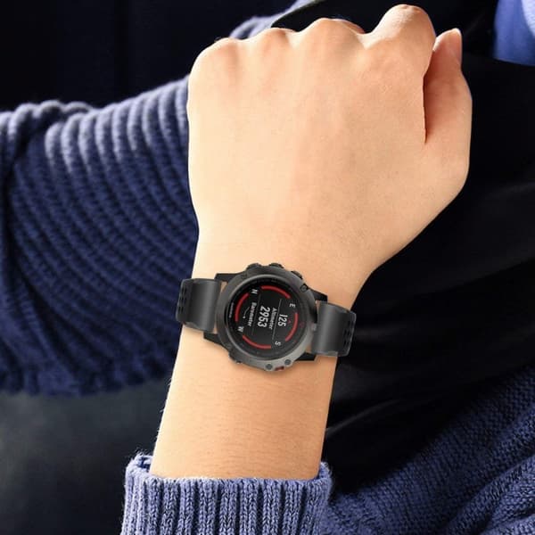 Garmin Fenix 5 / Forerunner 935 22mm kaksivärinen silikoninen kellonauha - Kaikki Mustaa Black