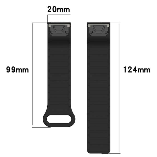 20mm magneettinen kellonauha Garmin Fenix 8 43mm / Descent MK3 Quick Release Soft Silicone Strap - Musta Black