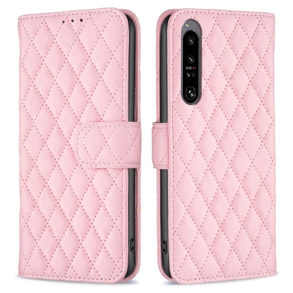 Rombemønster, matt flip-deksel for Sony Xperia 1 VI - Rosa Pink