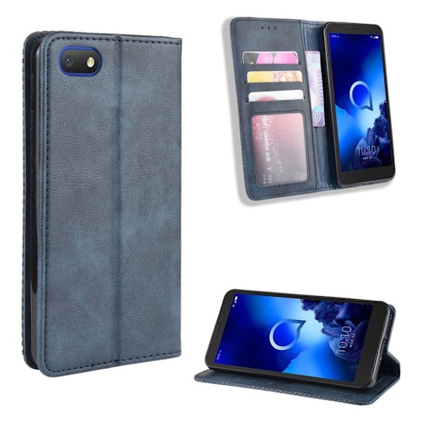 Bofink Vintage läder Alcatel 1v (2019) fodral - Blå Blå