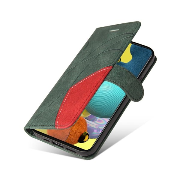 Texturerat läder Samsung Galaxy A51 fodral med handledsband - Grön Grön