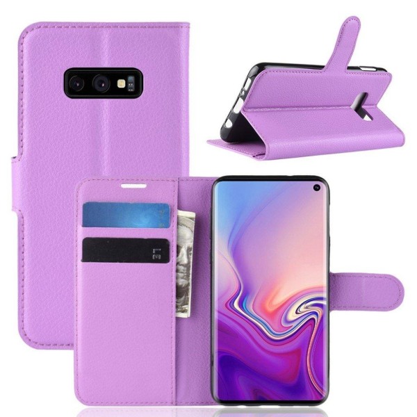 Samsung Galaxy S10e litsi nahkainen flip Suojakotelo - Violetti Purple