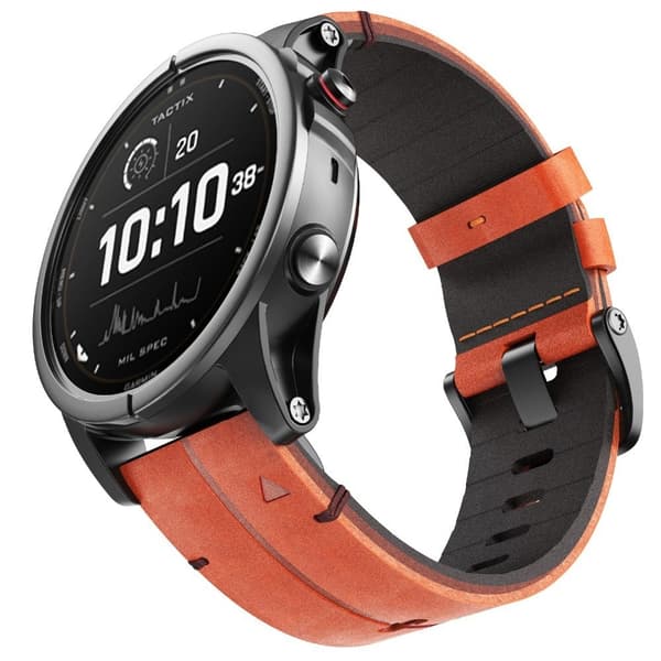 Armband i äkta läder till Garmin-klocka - Brun Brun