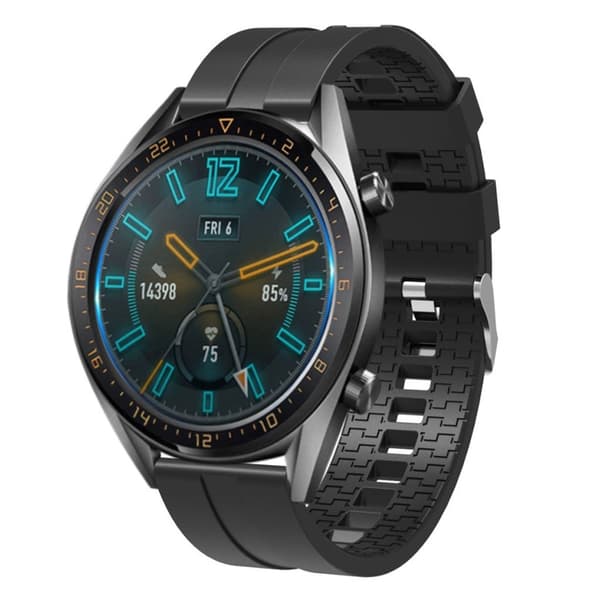22mm Huawei Watch GT silikoninen kellonauha - Musta Black
