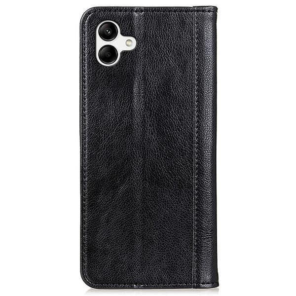 Samsung Galaxy A04 ægte læderetui med magnetisk lukning - Sort Black