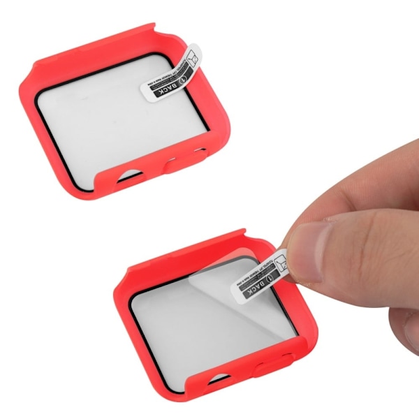Apple Watch SE 2022 (44mm) cover with tempered glass screen protector - Red Röd