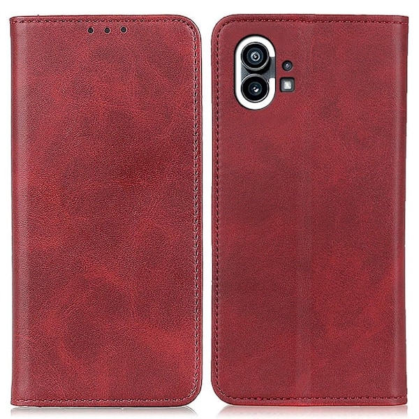 Flip Etui med Pung i Ægte Læder til Nothing Phone (1) - Rød Red
