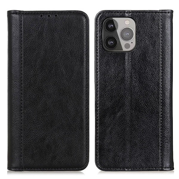 Aito nahkakotelo magneettisuljuksella iPhone 13 Pro Max - Musta Black