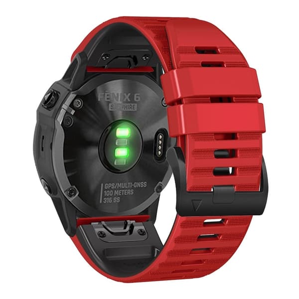 26 mm Garmin- og Coros-ur med dobbelt silikone-urrem - Rød / Sort Red