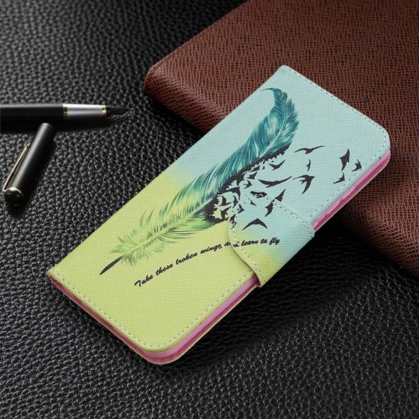 Wonderland Huawei P Smart 2020 Etui - Fjermønster Multicolor