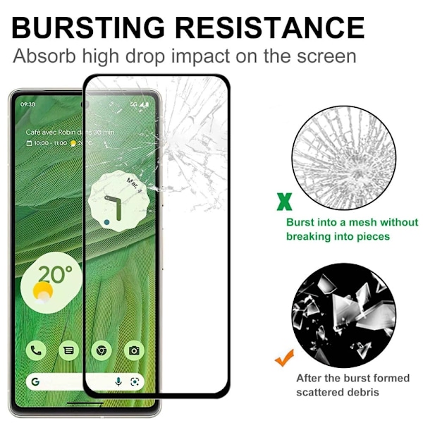 Google Pixel 7 kosketusherkkä ja temperoitu suojalasi Transparent
