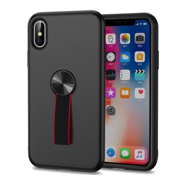 iPhone Xs Max mobilskal silikon plast fingerring – Svart Svart