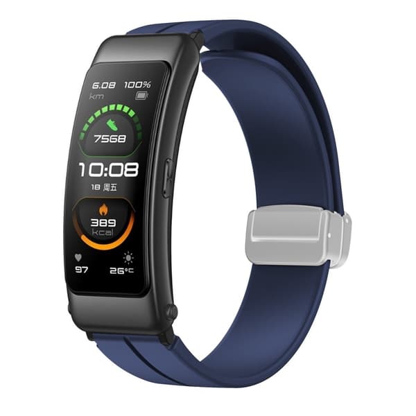 16 mm silikonrem med sølvspenne til Keep / Huawei / Timex-klokke - Midnattsblå Blue