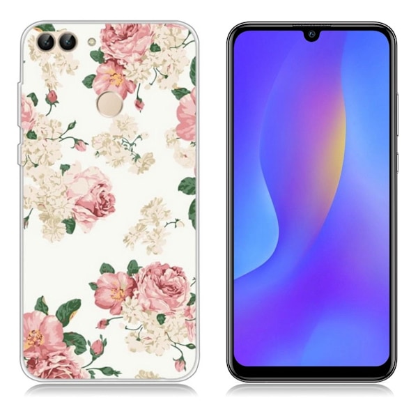 Huawei P Smart mjukt skal med tryckt mönster - Eleganta blommor Rosa