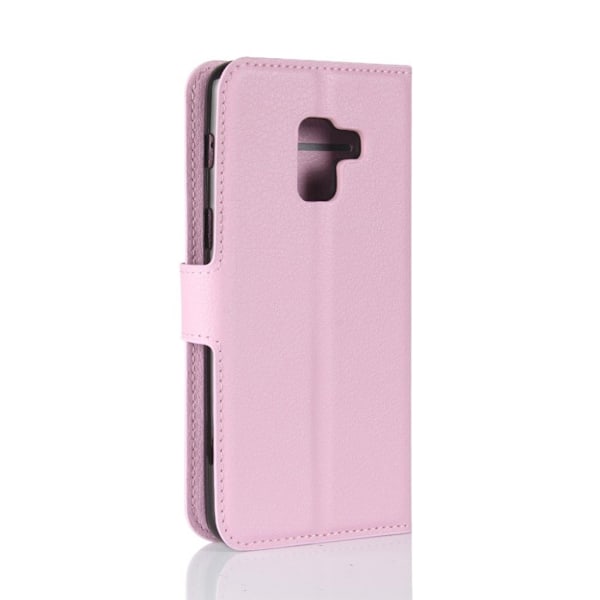 Samsung Galaxy A8 (2018) litchi skin PU læder flip etui - Pink Pink