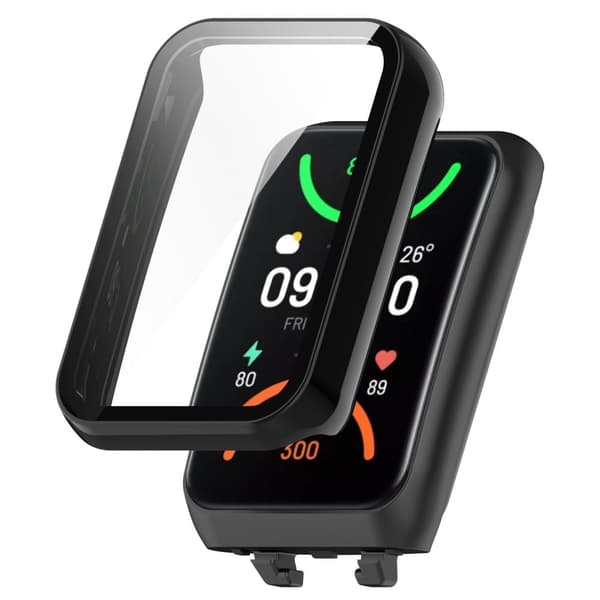 Oppo Band 2 cover with tempered glass screen protector - Black Svart