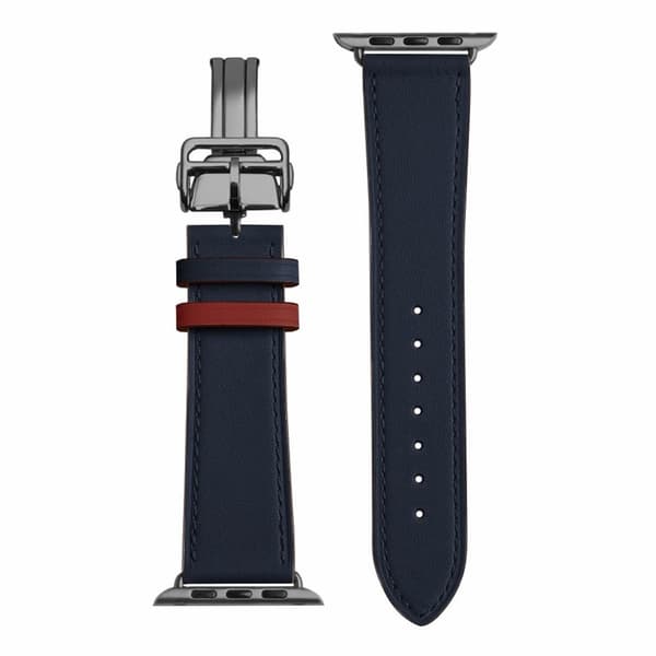 äkta läder svart spänne klockarmband för Apple Watch Series 6 / 5 40mm - Indigo blå Blå