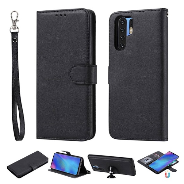 Huawei P Smart aftageligt læderflip etui - Sort Black