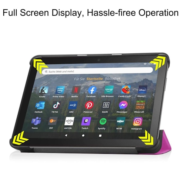 Tri-fold läderfodral för Amazon Fire 8 HD (2022) - Ros Rosa