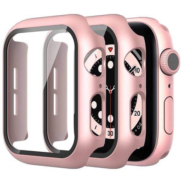 2kpl Apple Watch (45mm) suojus karkaistulla lasilla - Ruusukulta Pink