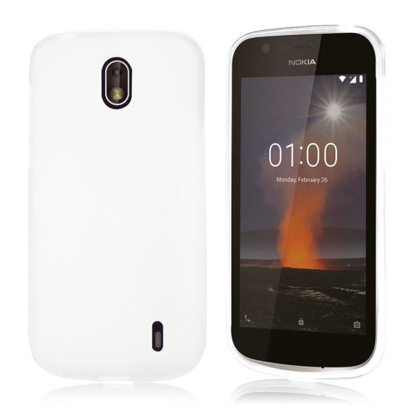 Nokia 1 mobiletui i silikone- og plastik med mat overfalde - Hvi White