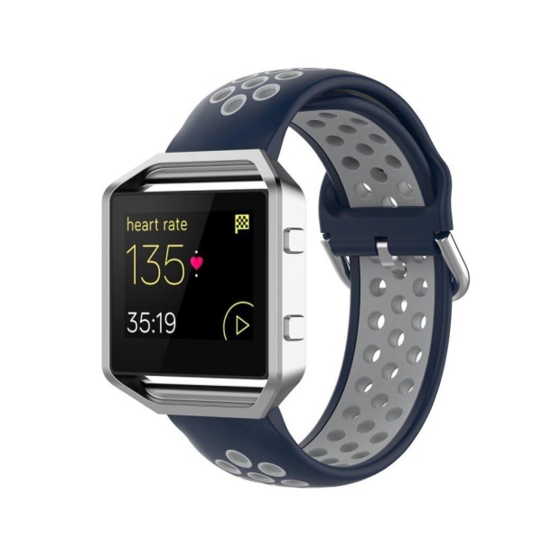 Fitbit Blaze / Versa / Versa Lite / Versa 2 tvåfärgad silikon klockarmband - mörkblå / grå Blå