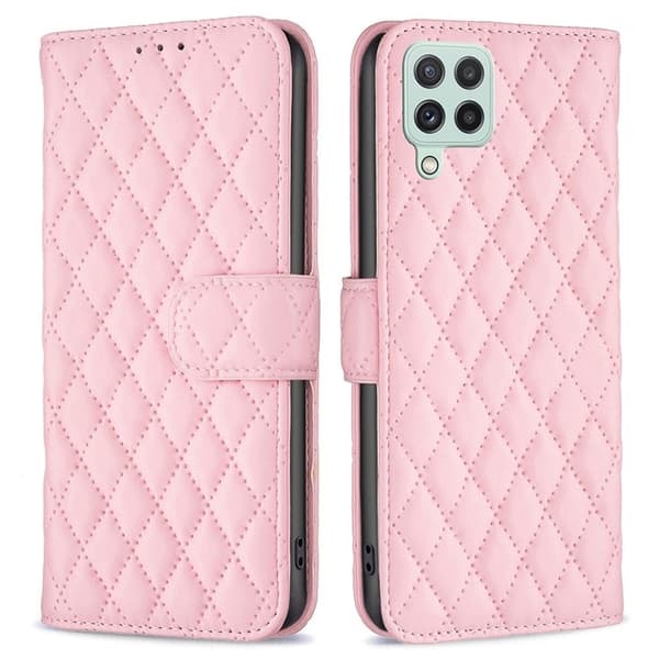 Matt Samsung Galaxy A22 4G fodral med rombmönster - Rosa Rosa
