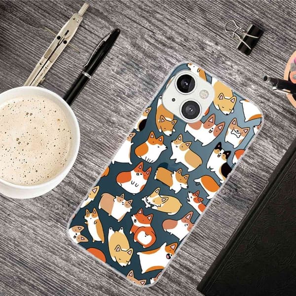 Deco iPhone 14 deksel - Hunder Klistremerke Brown
