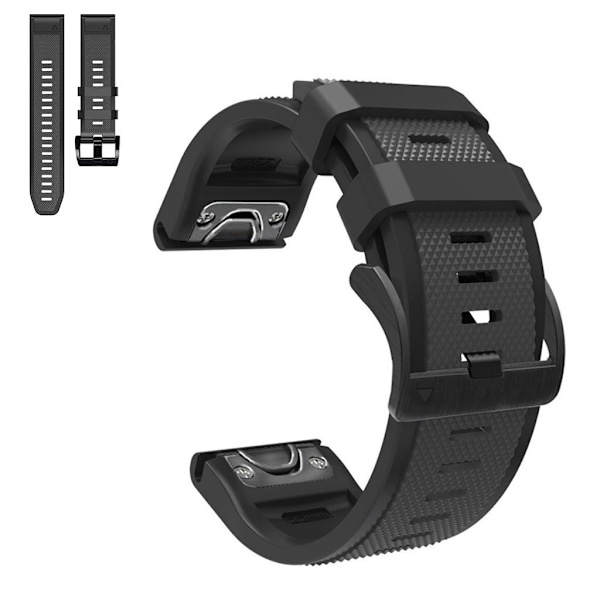 26 mm dobbeltfarvet urrem til Garmin-ur - Carbon Aske / Sort Black