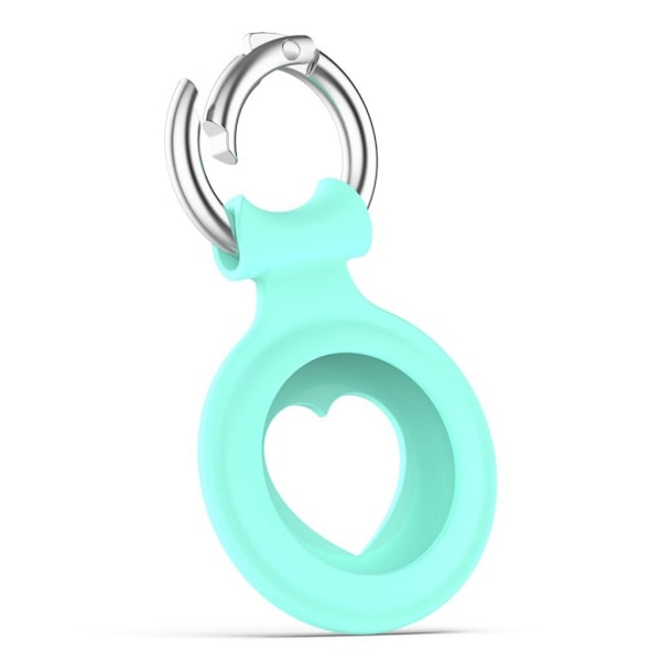 AirTags hjärtdesignat silikonskydd med fjäderspänne - Cyan Grön