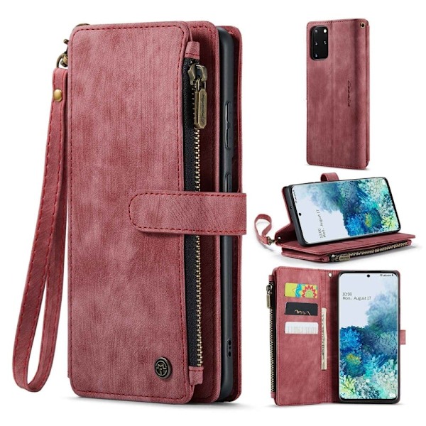 CaseMe Samsung Galaxy S20 Plus etui med lynlås og pung - Rød Red