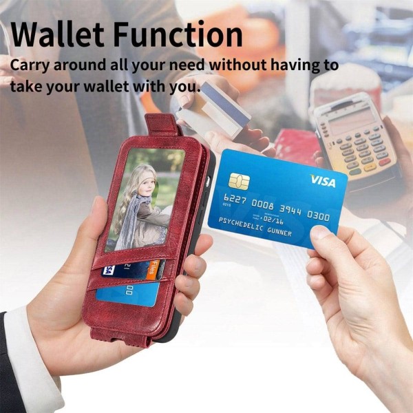 Vertical Flip Phone Etui med Zipper til Samsung Galaxy A33 5G - Rød Red