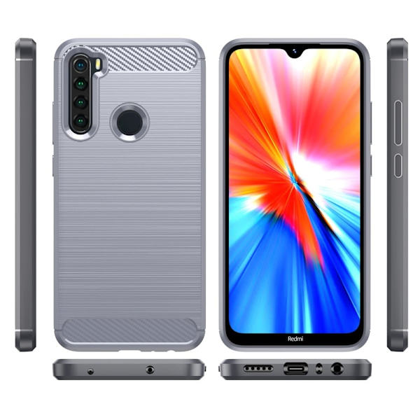 Carbon Flex Etui Xiaomi Redmi Note 8 2021 / Note 8 - Grå Silver grey