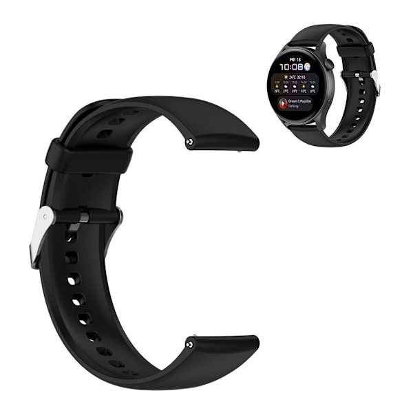 22 mm sporty silikoneurrem til Huawei-ur - Sort Black