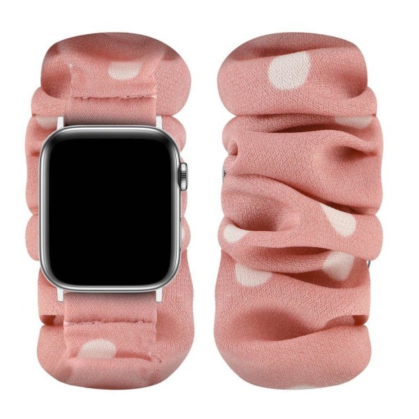 Apple Watch 42mm - 44mm joustava hiusnauha - Vaaleanpunainen Piste / Koko: S Pink