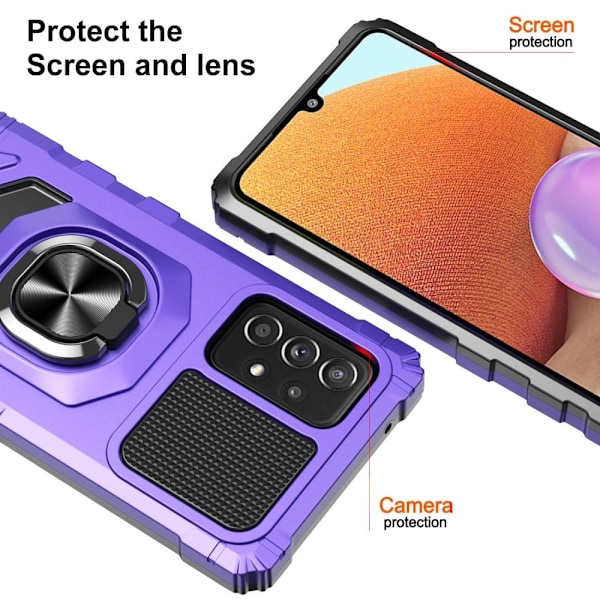 Slitstarkt hårdplastskal med mjuk insida och kickstand för Samsung Galaxy A32 - Lila Lila