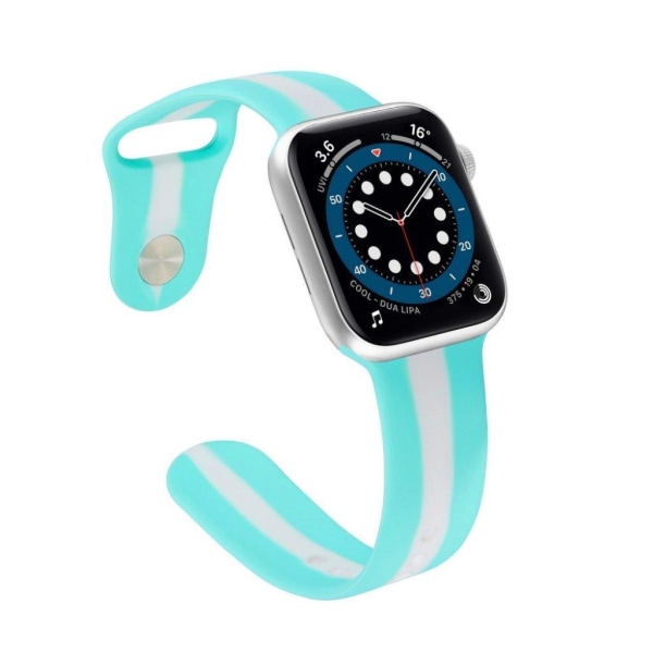 Apple Watch 42mm - 44mm color stripe silicone watch strap - Jade Green