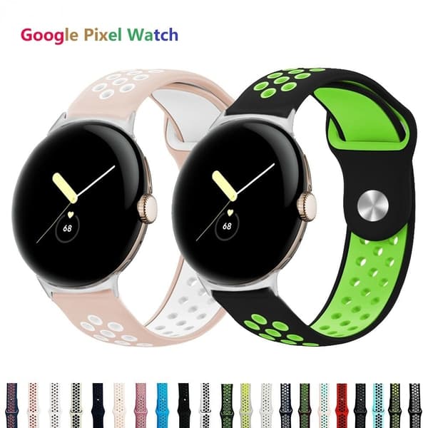 Google Pixel Watch tofarvet silikone-urrem - Lilla / Grøn Green