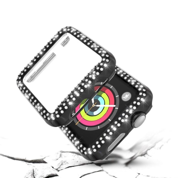 Apple Watch Series 3/2/1 42mm dual-row rhinestone frame - Black Svart