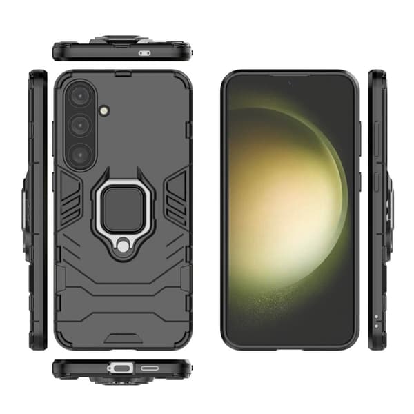 Hybrid Samsung Galaxy S24 Plus cover med støttefod og bilmontering - Sort Black
