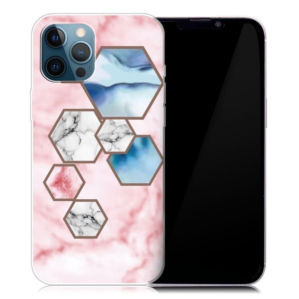 Marmordesign iPhone 13 Pro Max deksel - Sekskantet Fragmentmarmor Multicolor