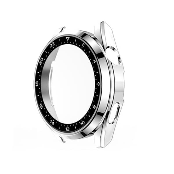 Huawei Watch 3 scale design frame + tempered glass screen protector - Silver Silvergrå