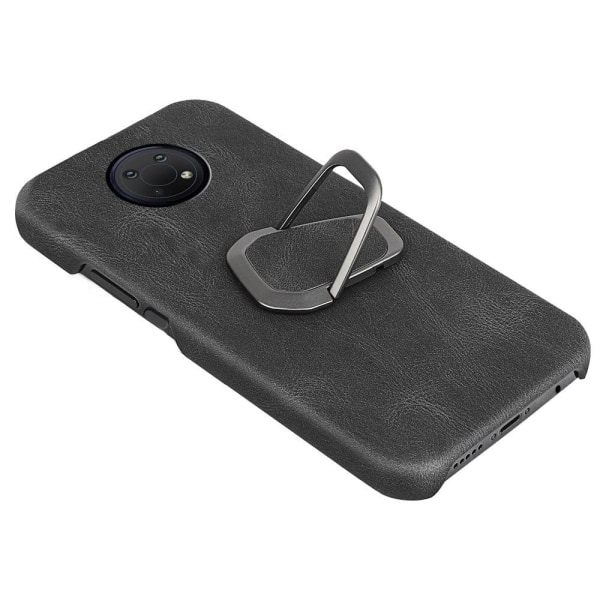 Stødsikkert lædercover med oval kickstand til Nokia G10 - Sort Black