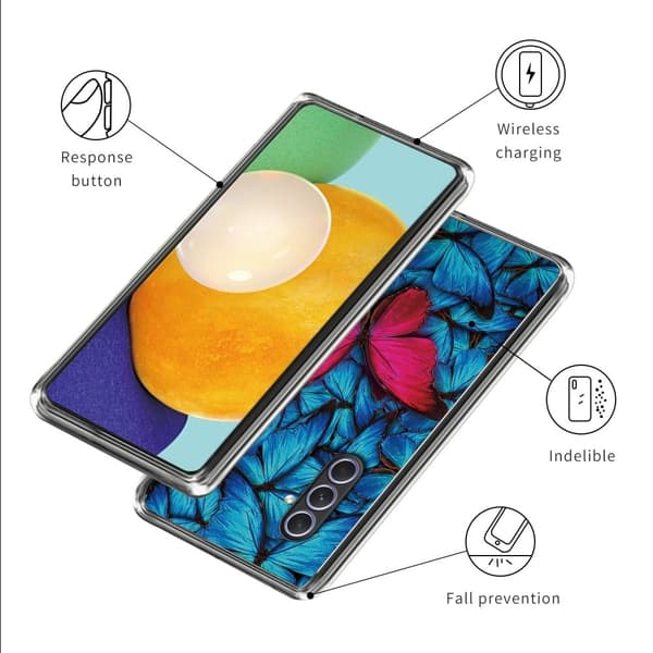 Deco Samsung Galaxy A54 kotelot - Punainen Perhonen Blue