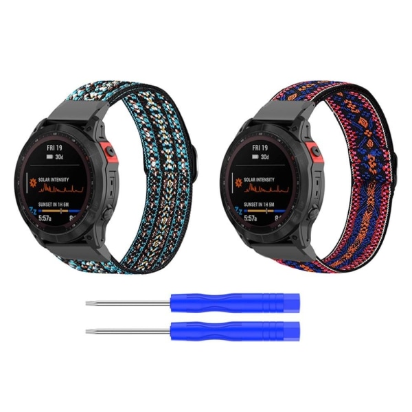 Elastisk, åndbar nylon-urrem til Garmin-ur - Farverig Multicolor