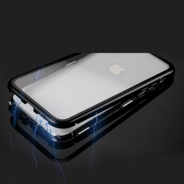iPhone Xr meta frame etui i hærdet glas - Sort Black