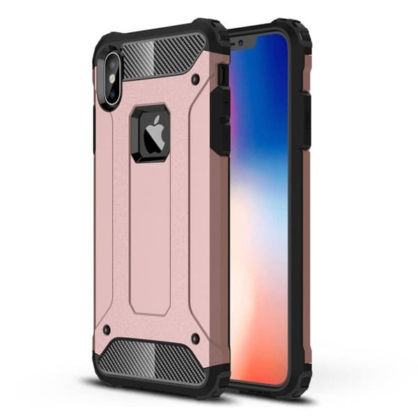 iPhone Xs Max beskyttelses deksel av hybrid materiale - rose gull Multicolor